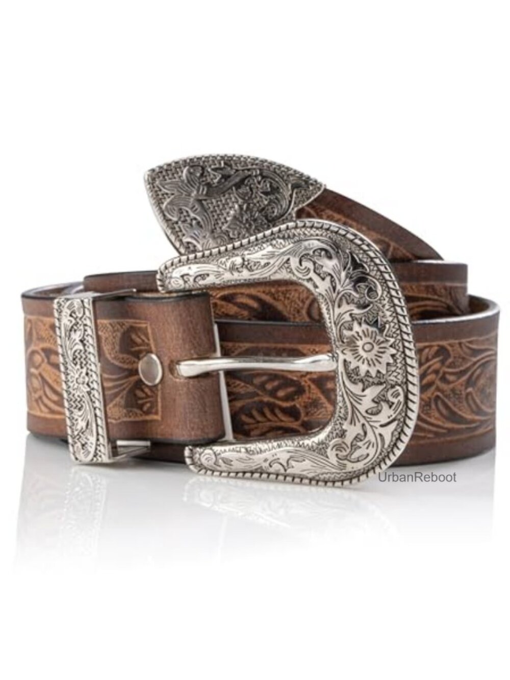 Genuine Buffalo Leather Western Belt Hand-Carved. Men's Cowboy Rodeo Belt